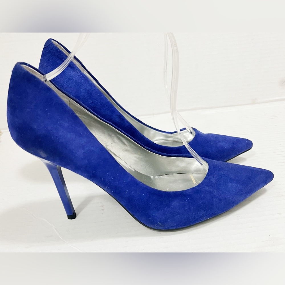 Guess Royal Bleu Suede Pointed Toe Stiletto Heels Size 9/5 M - Picture 3 of 6